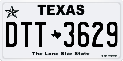TX license plate DTT3629