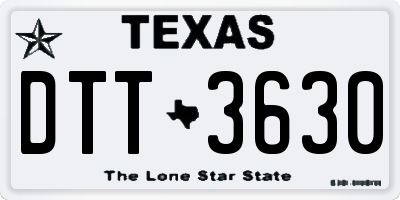TX license plate DTT3630