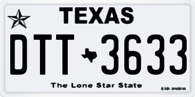 TX license plate DTT3633