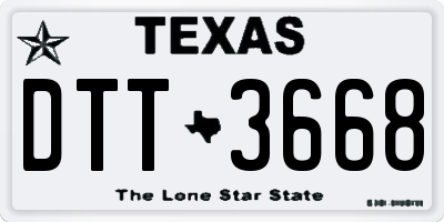 TX license plate DTT3668