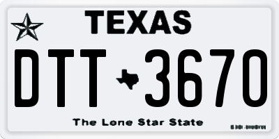 TX license plate DTT3670