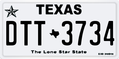 TX license plate DTT3734