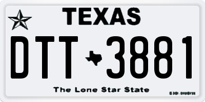 TX license plate DTT3881