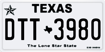 TX license plate DTT3980