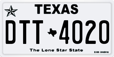 TX license plate DTT4020
