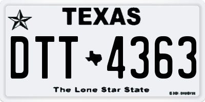 TX license plate DTT4363