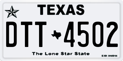 TX license plate DTT4502