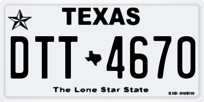 TX license plate DTT4670