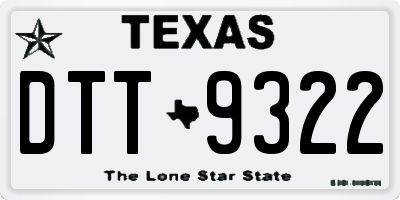 TX license plate DTT9322