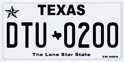 TX license plate DTU0200