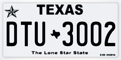 TX license plate DTU3002
