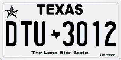 TX license plate DTU3012