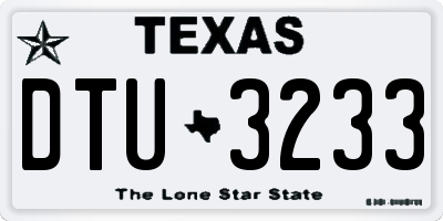 TX license plate DTU3233