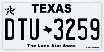 TX license plate DTU3259