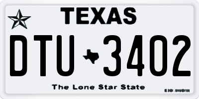 TX license plate DTU3402