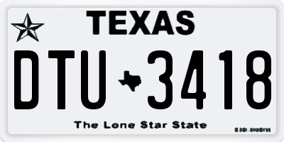 TX license plate DTU3418