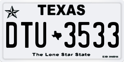TX license plate DTU3533