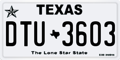 TX license plate DTU3603