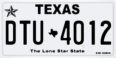 TX license plate DTU4012