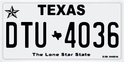 TX license plate DTU4036