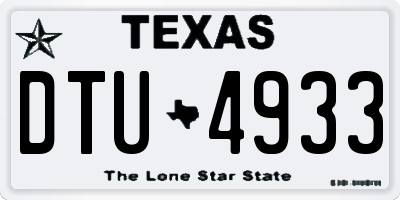 TX license plate DTU4933
