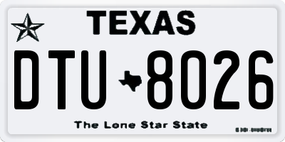TX license plate DTU8026