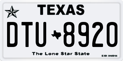 TX license plate DTU8920