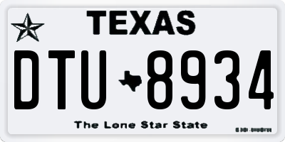 TX license plate DTU8934