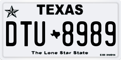 TX license plate DTU8989