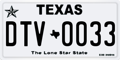 TX license plate DTV0033