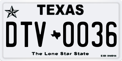 TX license plate DTV0036