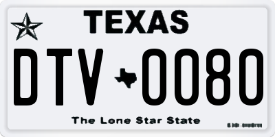 TX license plate DTV0080