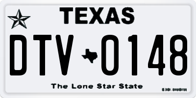 TX license plate DTV0148