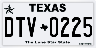 TX license plate DTV0225