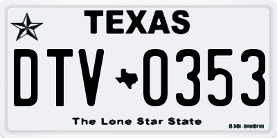 TX license plate DTV0353