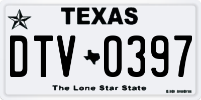 TX license plate DTV0397