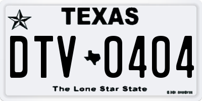 TX license plate DTV0404
