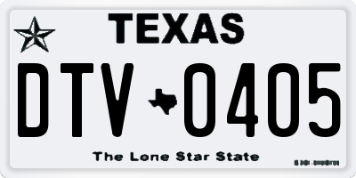 TX license plate DTV0405