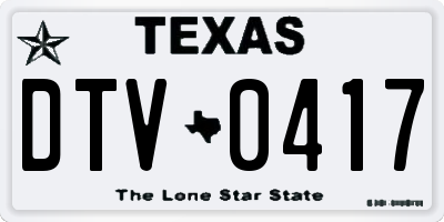 TX license plate DTV0417