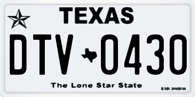 TX license plate DTV0430