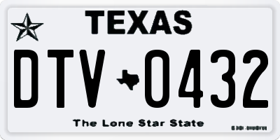 TX license plate DTV0432