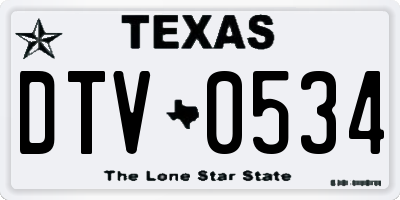 TX license plate DTV0534