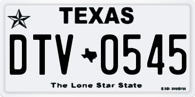 TX license plate DTV0545