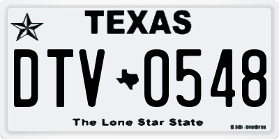 TX license plate DTV0548