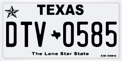 TX license plate DTV0585