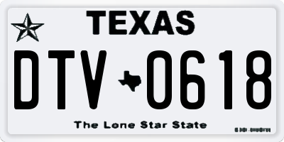 TX license plate DTV0618
