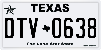 TX license plate DTV0638