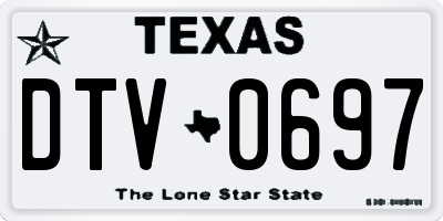 TX license plate DTV0697
