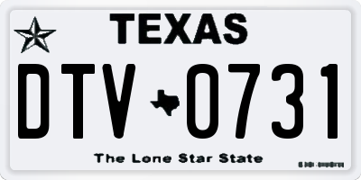 TX license plate DTV0731
