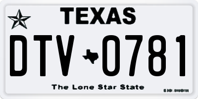 TX license plate DTV0781